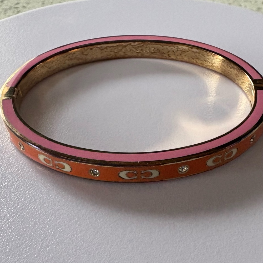 COACH Gold & Orange Bangle Bracelet (Tarnishing on Hardware)